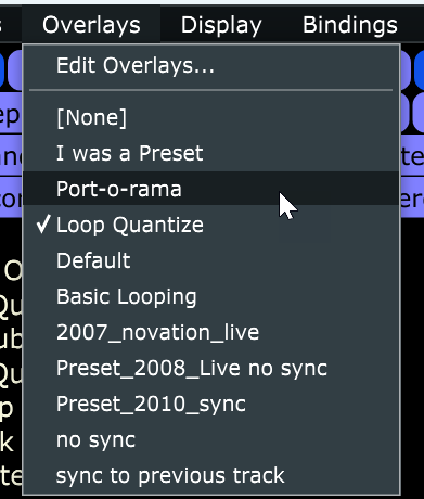 Overlays Menu