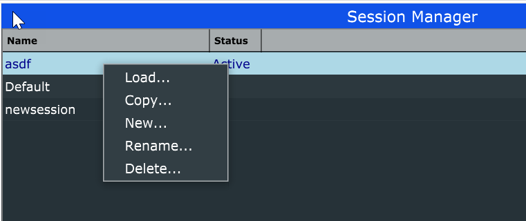Session Manager Menu